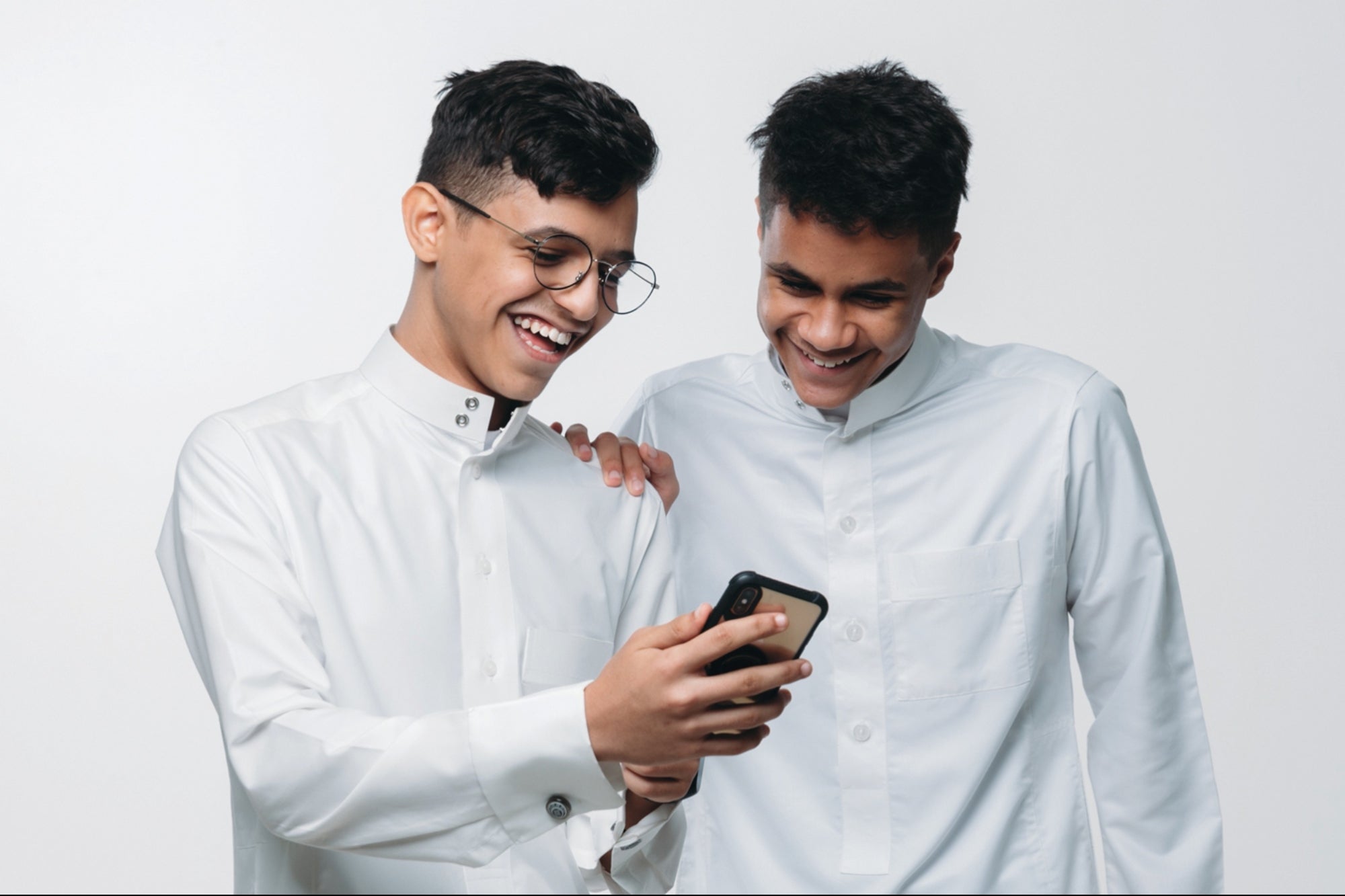 Young people using smartphones