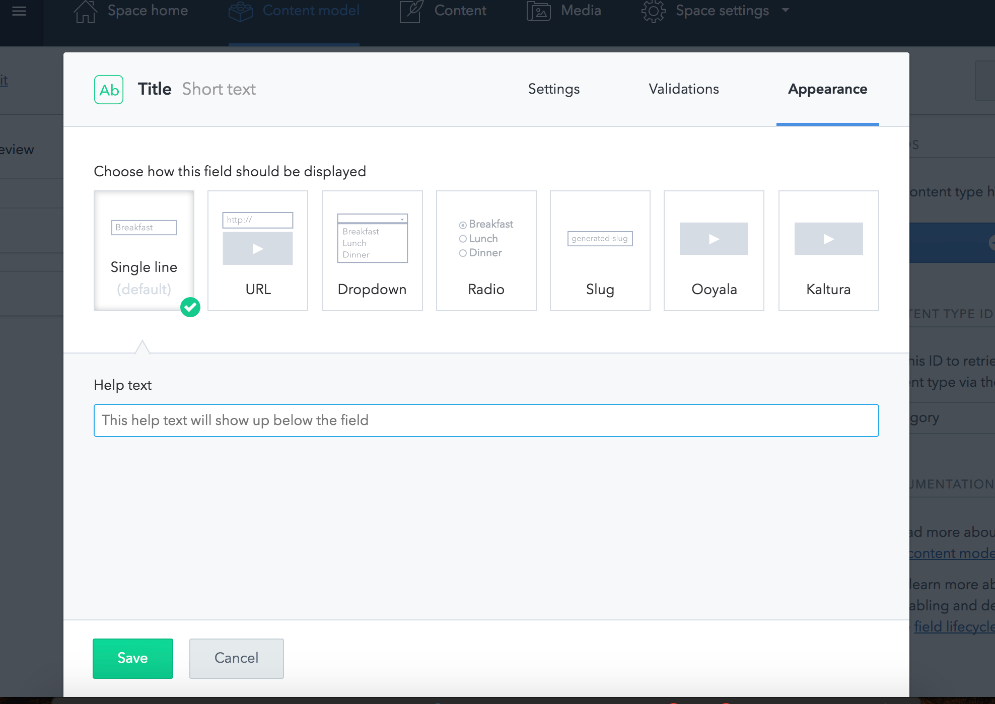 Drupal content management interface