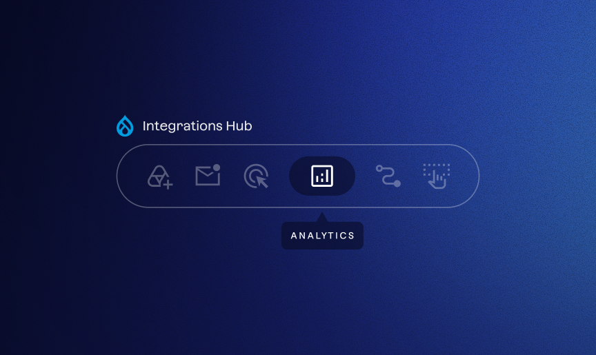 Drupal Integrations Hub highlighting analytics integration in iSpectra’s blue visual identity.