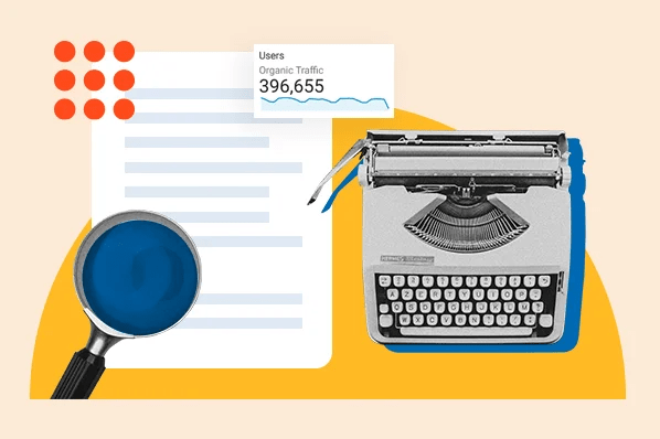 Content creator writing an SEO-optimized article on a laptop, incorporating strategic keywords.