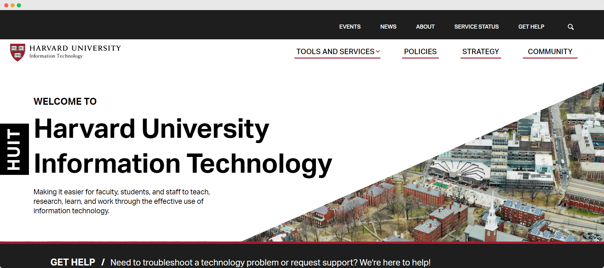 University campus website homepage powered by Drupal.