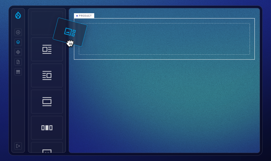 Drupal Canvas interface demonstrating reusable components with drag-and-drop page building in iSpectra’s blue visual identity.