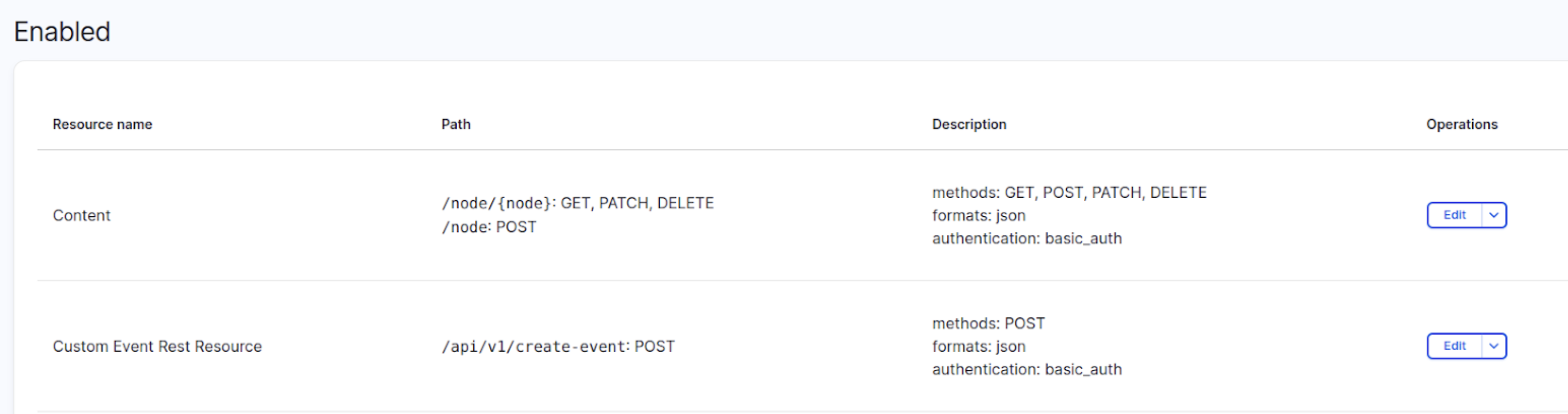 Configuring through Rest API